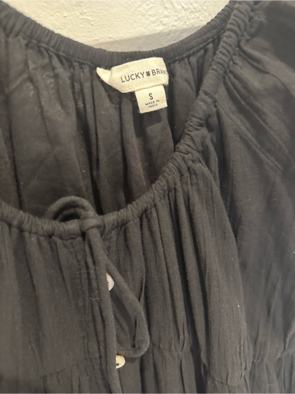 Lucky Brand Black Button-Front Tiered Maxi Dress - Picture 2 of 3